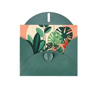 OUInbvv Biglietti di auguri in carta perlescente con piante verdi in vaso da interni con buste a forma di cuore personalizzate verde scuro per vacanze, compleanni, anniversari