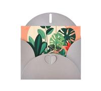 OUInbvv Biglietti di auguri in carta perlescente con piante verdi in vaso da interni con buste a forma di cuore personalizzate grigie, vacanze, compleanni, anniversari