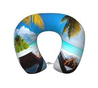 OUInbvv Cuscino da viaggio in memory foam alle Maldive, allevia il dolore cervicale, adatto per studenti, impiegati, viaggiatori d'affari