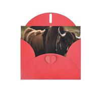 OUInbvv Mighty Highland Yak - Biglietti di auguri in carta perlescente con buste rosse personalizzate a forma di cuore, per vacanze, compleanni, anniversari