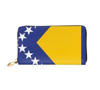 OUInbvv Portafoglio portatile con bandiera della Bosnia ed Erzegovina con cerniera in metallo e porta assegni, scomparti dal design morbido e leggero