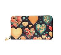 OUInbvv Portafoglio portatile con cuori colorati con cerniera in metallo e porta assegni, scomparti dal design morbido e leggero