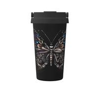 OUInbvv Science Butterfly, tazza da caffè isolata portatile con manico nascosto, base antiscivolo, design a prova di perdite, adatta per auto, ufficio e casa