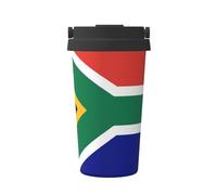 OUInbvv Tazza da caffè con bandiera sudafricana, portatile, isolata, con manico nascosto, base antiscivolo, design a prova di perdite, adatta per auto, ufficio e uso domestico