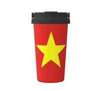 OUInbvv Tazza da caffè con bandiera vietnamita, portatile, isolata, con manico nascosto, base antiscivolo, design a prova di perdite, adatta per auto, ufficio e uso domestico