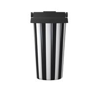 OUInbvv Tazza da caffè isolata a righe bianche e nere con manico nascosto, base antiscivolo, design a prova di perdite, adatta per auto, ufficio e uso domestico