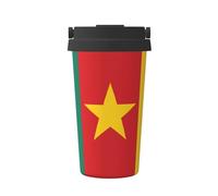 OUInbvv Tazza da caffè isolata con bandiera del Camerun con manico nascosto, base antiscivolo, design a prova di perdite, adatta per auto, ufficio e casa