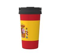 OUInbvv Tazza da caffè isolata con bandiera spagnola, con manico nascosto, base antiscivolo, design a prova di perdite, adatta per auto, ufficio e uso domestico