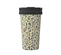 OUInbvv Tazza da caffè isolata con labirinto mappa del tesoro, con manico nascosto, base antiscivolo, design a prova di perdite, adatta per auto, ufficio e casa