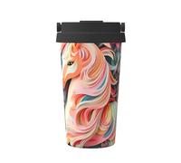 OUInbvv Tazza da caffè isolata portatile con motivo unicorno, con manico nascosto, base antiscivolo, design a prova di perdite, adatta per auto, ufficio e casa