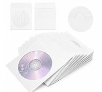 Ouitble 100 Buste per CD Buste per CD Spesse e riutilizzabili con Finestra Larga 4,9 Pollici per Dischi Dvd 12 cm e 4,7 Pollici, Carta per la casa, Confezione 100 Pezzi