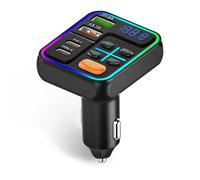 Ouitble Adattatore Bluetooth Auto 12V-24V Bluetooth Autoladgerät FM Transmitter Cigertte Accendino con 4 Connessioni di Ricarica Music Playering Allround Lighting
