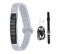 Ouitble Bracciale intelligente Fitness Tracker Tracker di attività salutari Contapassi con scatto di foto a distanza Design impermeabilizzante Attacco magnetico per allenamenti e (Argento)