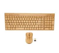Ouitble Computer Dispositivi Wireless 2.4GHz Wireless Tastiera e Mouse in Legno di Bambù Set Plug and Play per Giochi da Ufficio Compatibile con Più Sistemi (Ensemble clavier et souris)