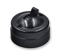 Ouitble Interruttore di Controllo Singolo, Antico Interruttore A Levetta Piatto A Comando Singolo, Interruttore Della Luce Rotondo Nero A Parete Vintage Retrò Per Casa Hotel 3,80 * 5,1 * 5,3 Cm