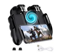 Ouitble Mobile Controller con Fan Ventola Raffreddamento 6 Finger Gamepad Joystick Smartphone Trigger per Smartphone da 4,7 a 6,5 Pollici
