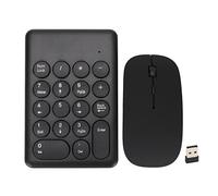 Ouitble Tastierino numerico Set Combinato Mini Tastiera e Mouse USB Portatile Ultra Sottile Wireless 2,4 GHz per Laptop PC Desktop ABS Nero 13,6 x 9,2 cm