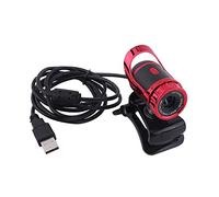Ouitble Webcam USB 2.0 HD Clip girevole a 360 gradi su webcam con microfono integrato 0,3 MP per PC portatile desktop argento rosso (Rossa)