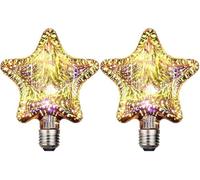 OUJIAHUI 2 pacchetto 3D fuochi d'artificio lampadina LED luce retro lampadina, LED lampadina E27 AC 85-220V 4W G95 retro Edison stella lampadina decorazione di Natale (Cuore)