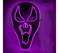 OUJIAHUI Maschera di Halloween, Maschera luminosa a LED, Maschera dell'orrore di Halloween, Costumi di gioco di ruolo di Halloween, Ballo trucco, Regalo di carnevale (Violetta)