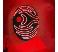 OUJIAHUI Maschera di Halloween, Maschera luminosa a LED, Maschera dell'orrore di Halloween, Costumi di gioco di ruolo di Halloween, Ballo trucco, Regalo di carnevale (Rosso)