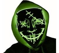 OUJIAHUI Maschera di Halloween, Maschera luminosa a LED, Maschera dell'orrore di Halloween, Costumi di gioco di ruolo di Halloween, Ballo trucco, Regalo di carnevale (Verde fluorescente)