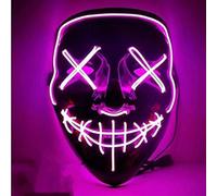 OUJIAHUI Maschera di Halloween, Maschera luminosa a LED, Maschera dell'orrore di Halloween, Costumi di gioco di ruolo di Halloween, Ballo trucco, Regalo di carnevale (Rosa)