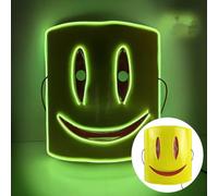 OUJIAHUI Maschera di Halloween, Maschera luminosa a LED, Maschera dell'orrore di Halloween, Costumi di gioco di ruolo di Halloween, Ballo trucco, Regalo di carnevale (Verde fluorescente)