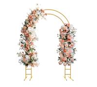 OUKANING Arco per matrimonio dorato in acciaio, design a doppio tubo, 150 x 60 x 220 cm, arco da giardino per decorazione con 10 kg, per matrimoni, feste, eventi e giardino, fai da te, riutilizzabile