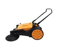 OUKANING Spazzatrice manuale, larghezza 105 cm, spazzatrice manuale con regolazione a 5 posizioni e serbatoio da 55 l, spazzatrice per foglie e sporco grossolano su cortile, terrazza, asfalto