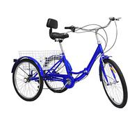 OUKANING Triciclo per Adulti 24 Pollici 7 velocità 3 Ruote Triciclo Pieghevole per Adulti