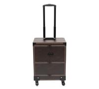 OUKANING Valigetta cosmetica professionale con ruote, grande capacità con 7 scomparti e specchio, per trucchi, portata 50 kg, impermeabile, per trucchi e parrucchieri, caffè, 37*24.3*101cm, moderno