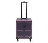 OUKANING Valigetta cosmetica professionale con ruote, grande capacità con 7 scomparti e specchio, per trucchi, portata 50 kg, impermeabile, per trucchi e parrucchieri, Lilla, 37*24.3*101cm, moderno