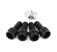 OUKENS Bullone della ruota, 4 + 1 M14 * 1.5MM Set di dadi con alette di bloccaggio del bullone della ruota in acciaio nero con chiave