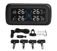 OUKENS Sistema di monitoraggio della Pressione dei Pneumatici, sensore di Pressione dei Pneumatici TPMS per Auto con Monitor LCD, 4 sensori Interni, Caricatore USB per accendisigari