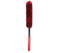 OUKENS Universal Car Wheel Hub Cleaning Brush Flexible Long Handle Car Tire Detailing Brush Red Soft Fiber Durable PP Microfiber Material for Car Wheel Rim Cleaning