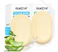 OUKEYA 10% Sapone Allo Zolfo, Sapone Viso Pelle Grassa, Acido Salicilico, Olio di Tea Tree, Aloe Vera, Antibatterico, Lenitivo, Pulizia Profonda, Riparazione Della Barriera Cutanea, 2 x 115g