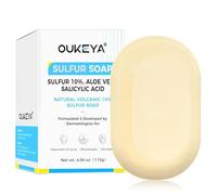 OUKEYA 10% Sapone Allo Zolfo, Sapone Viso Pelle Grassa, Acido Salicilico, Olio di Tea Tree, Aloe Vera, Antibatterico, Lenitivo, Pulizia Profonda, Riparazione Della Barriera Cutanea, 115g