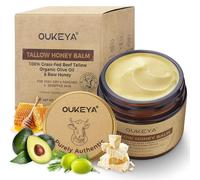 OUKEYA Beef Tallow Face Cream, Nutrimento Profondo Tallow Cream Con Sego, Miele ed Estratti Vegetali di Cocco, Oliva, Avocado e Calendula, per Viso e Corpo (Versione Idratante Potenziata, 50g)
