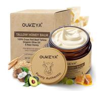 OUKEYA Beef Tallow Face Cream, Nutrimento Profondo Tallow Cream con Sego, Miele ed Estratti Vegetali di Cocco, Oliva, Avocado e Calendula, per Viso e Corpo (Versione Rinfrescante, 50g)