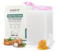 OUKEYA Sapone di Latte di Capra Biologico 115g, Naturale Saponetta al Latte di Capra Schiarente e Idratante, con Miele, Olio d’Oliva, Burro di Karité, per Corpo & Viso, con Rete Schiumogena