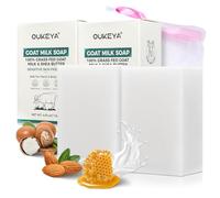 OUKEYA Sapone di Latte di Capra Biologico 2 × 115g, Naturale Saponetta al Latte di Capra Schiarente e Idratante, con Miele, Olio d’Oliva, Burro di Karité, per Corpo & Viso, con Rete Schiumogena
