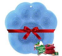 OUKEYA Shower Foot Scrubber Mat, Silicone Shower Back/Body Scrubber Wall Mounted, Non-Slip Bath Wash Pad with Suction Cups for Men and Women(Blue)