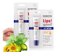 OUKEYA Sun Protect Burrocacao Labbra SPF25+, Balsamo Labbra con Filtro Solare UVA/UVB, Leocrema Burrocacao Con Olio di Semi di Girasole, Olio di Semi di Jojoba, Menta, Idratazione 24H, 2 Tube x 15ml