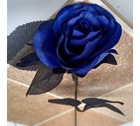 OUKEYI 10 rose artificiali, non sbiadiscono, a stelo singolo, in finta seta, realistiche, per fai da te, decorazione per la casa, bouquet da sposa, decorazione per Halloween, colore: blu