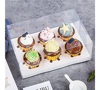 OUKEYI 10 scatole regalo trasparenti per torte, 6 fori, per cupcake e dessert, alte e trasparenti, con inserto in bianco o nero, adatte per muffin e cupcake (23,9 x 17 x 9,9 cm) (bianco)