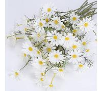 OUKEYI 12 fasci di fiori artificiali bianchi, margherite artificiali, resistenti ai raggi UV, per esterni, con steli, arbusti vegetali finti, composizioni per matrimoni, decorazioni per la casa