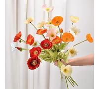 OUKEYI 6 fiori artificiali di papavero in seta, decorazione per la casa, centrotavola con fiori di papavero artificiale, composizione di fiori di corallo, fiori di seta per decorazione (colori misti)