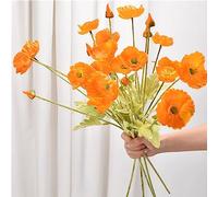 OUKEYI 6 fiori di papavero artificiali in seta, decorazione per la casa, centrotavola con piante artificiali, fiori di corallo, fiori di seta per la decorazione (arancione)