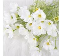 OUKEYI 6 fiori finti artificiali, piante cosmo di seta, composizioni floreali per bouquet da sposa, 60 cm, fiori finti in seta artificiale, resistenti ai raggi UV, fiori finti per esterni (bianco)